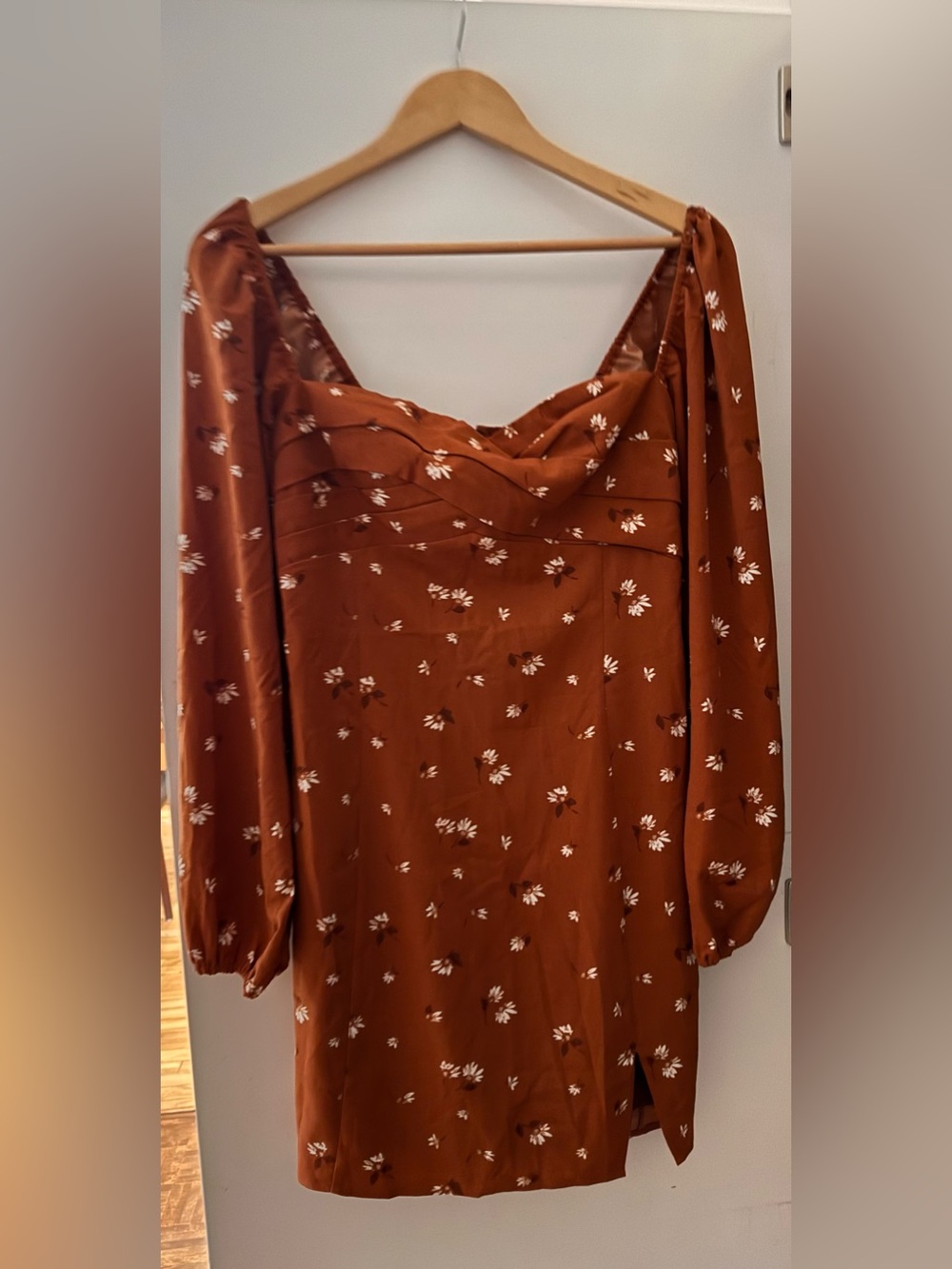 Abercrombie & Fitch Rust Floral Long-Sleeve Mini Dress Medium Tall